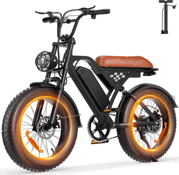 Off Road Electric Bike for Adults 16"/20" Fat Tire 1500W 55+ Miles Full Suspension Bright Headlight Long Seat 20mph Commuting Electric Dirt Bike Mountains EBike UL2849 Electric Motorcycle All-Terrain