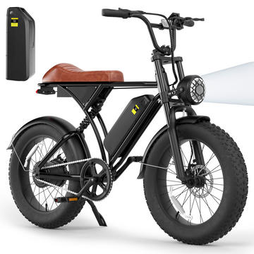 Electric Bike for Adults 1000W Peak 20" Tire Commuting Electric Mountain Bike 32KMH Range 100 Km Single Removable Battery Dual Suspension Electric Motorcycle Dirt Banana Seat Off Road with Extra Battey