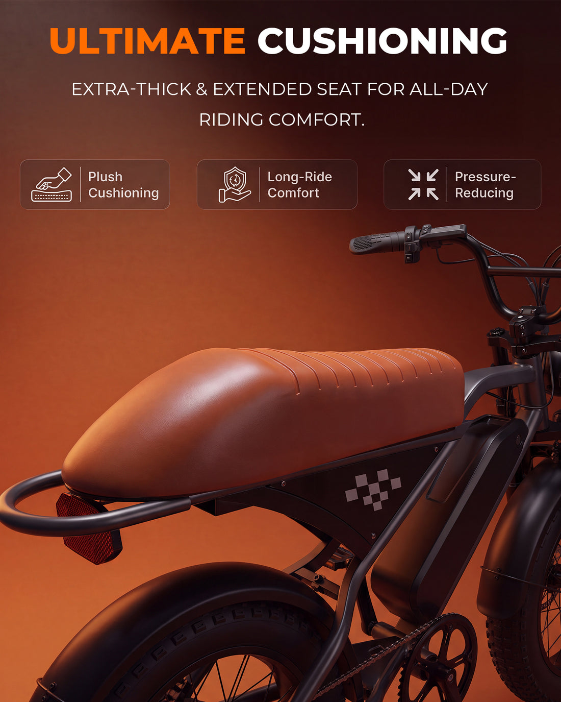 Off Road Electric Bike for Adults 16" Fat Tire 3000W 55+ Miles Full Suspension Bright Headlight Long Seat Max 20+mph Commuting Electric Dirt Bike Mountains EBike Electric Motorcycle All-Terrain