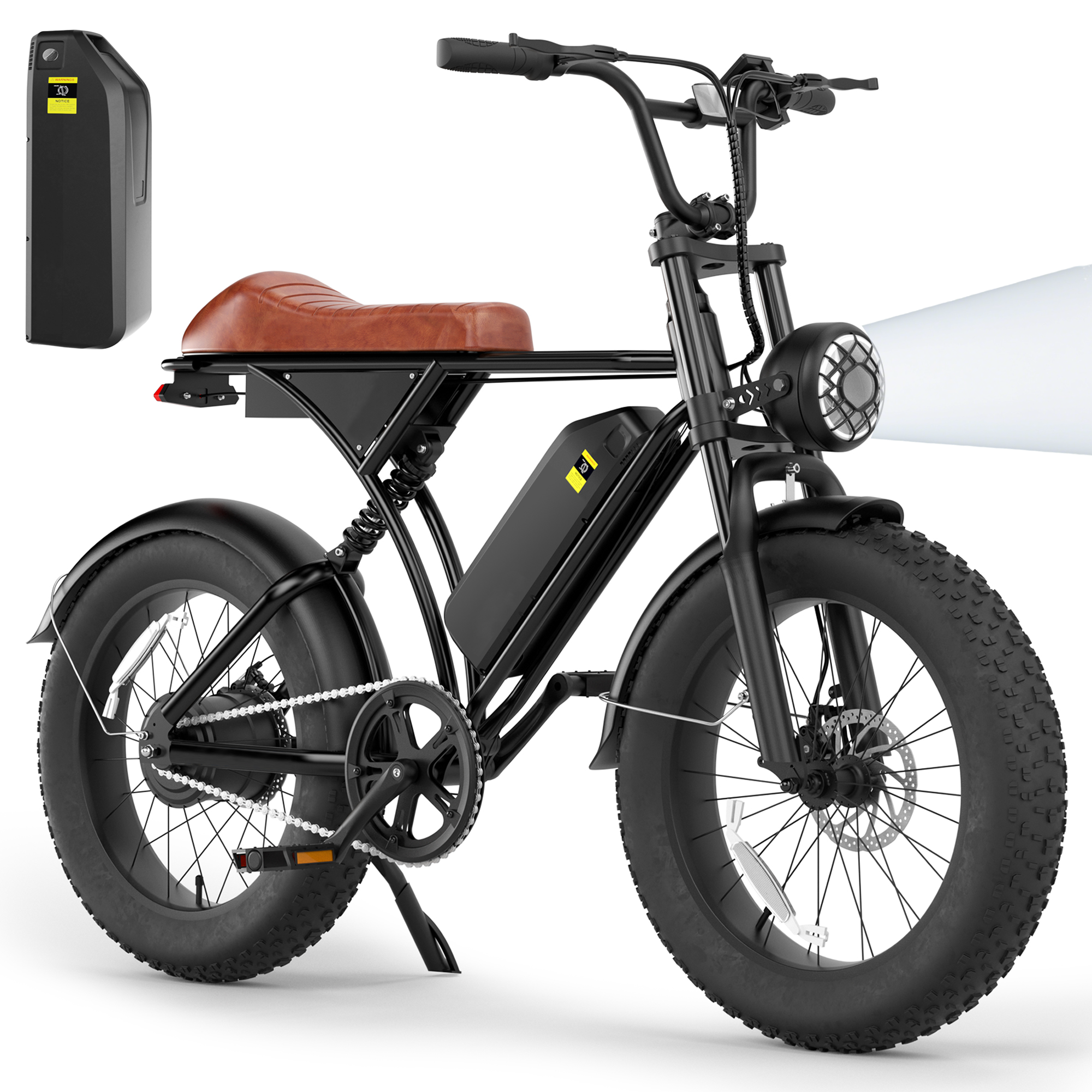 Electric Bike for Adults 1000W Peak 20" Tire Commuting Electric Mountain Bike 32KMH Range 100 Km Single Removable Battery Dual Suspension Electric Motorcycle Dirt Banana Seat Off Road with Extra Battey